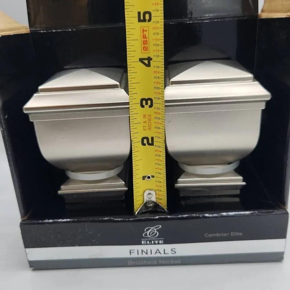 2 Pack Cambria Elite Finials Brushed Nickel Napoleon Premium Quality Drapery